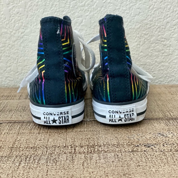 Converse Chuck Taylor Hi Top Iridescent Star Black/Rainbow Size 1 - Picture 3 of 3